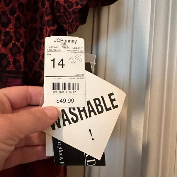 Sag harbor, two piece tank dress red leopard animal, print-  size 14 - ONS - Picture 5 of 9